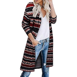 Women’s Cardigan Sweater Jumper Ribbed Knit Print Tunic Open Front Leopard Daily Going out Stylish Casual Summer Fall Black Wine S M L