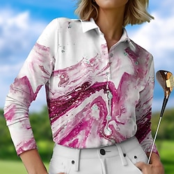 Women’s Breathable Quick Dry Moisture Wicking Polo Shirt Golf Shirt Button Up Polo Golf Apparel Golf Clothes Short Sleeve Regular Fit Summer Printed Tennis Golf Pickleball