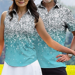 Men’s Women’s Breathable Quick Dry Moisture Wicking Polo Shirt Matching polo Golf Shirt Golf Apparel Golf Clothes Short Sleeve Regular Fit Summer Color Gradient Tennis Golf Pickleball
