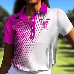 Women’s Breathable Quick Dry Moisture Wicking Polo Shirt Golf Shirt Button Up Polo Golf Apparel Golf Clothes Short Sleeve Regular Fit Summer Plaid Tennis Golf Pickleball