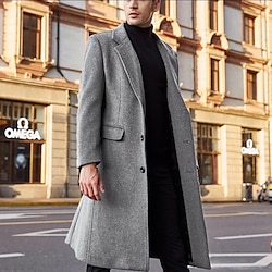 Men’s Winter Coat Overcoat Long Trench Coat Business Casual Polyester Fall Winter Thermal Warm Waterproof Outerwear Clothing Apparel Fashion Classic