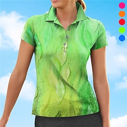 Women’s Breathable Quick Dry Moisture Wicking Polo Shirt Golf Shirt Button Up Polo Golf Apparel Golf Clothes Short Sleeve Regular Fit Summer Color Gradient Tennis Golf Pickleball