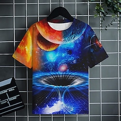 Boys 3D T shirt Tee Graphic Galaxy Space Short Sleeve Summer Spring 3D Print Polyester Active Sports Fashion 3-12 Years Kids Outdoor Casual Daily Regular Fit