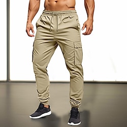 Men’s Sweatpants Joggers Trousers Plain Drawstring Elastic Waist Multi Pocket Comfort Breathable Casual Daily Holiday Sports Fashion ArmyGreen Black