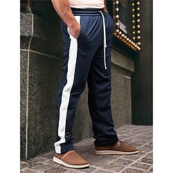 Men’s Sweatpants Joggers Trousers Color Block Patchwork Drawstring Elastic Waist Straight Leg Comfort Breathable Casual Daily Holiday Sports Fashion Black Navy Blue