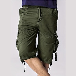Men’s Cargo Shorts Shorts Hiking Shorts Plain Multi Pocket Knee Length Wearable Casual Daily Fashion Streetwear ArmyGreen Black