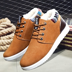 Men’s Boots Fleece lined Snow Boots Winter Boots Casual Cloth Outdoor Daily Warm Breathable Comfortable Loafer Black Yellow Blue Fall Winter Color Block