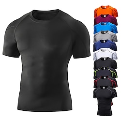 Men’s Compression Shirt Tee Tshirt Short Sleeve Breathable Quick Dry Lightweight Fitness Gym Workout Running Sportswear Activewear Burgundy Dark Navy Orange / High Elasticity