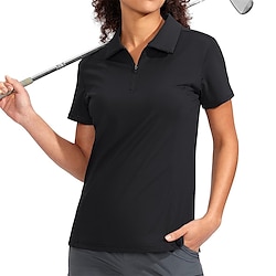 Women’s UV Sun Protection Breathable Quick Dry Polo Shirt Golf Shirt Golf Apparel Golf Clothes Short Sleeve Zipper Regular Fit Summer Solid Color Tennis Golf Pickleball