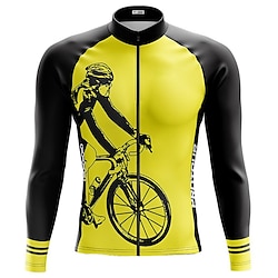 21Grams Men’s Long Sleeve Cycling Jersey Bike Jersey Top with 3 Rear Pockets Breathable Quick Dry Moisture Wicking Reflective Strips Mountain Bike MTB Road Bike Cycling Yellow Pink Red Polyester