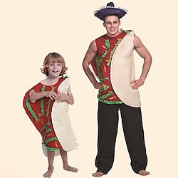 Mexican Taco Boys Girls’ Funny Costumes Group  Family Halloween Costumes Movie Cosplay Cosplay Costumes Funny Costume Red Halloween Carnival Masquerade Leotard / Onesie Polyester