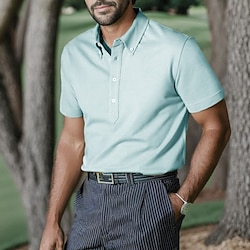 Men’s Breathable Quick Dry Moisture Wicking Polo Shirt Golf Shirt Golf Apparel Golf Clothes Short Sleeve Regular Fit Summer Solid Color Tennis Golf Pickleball