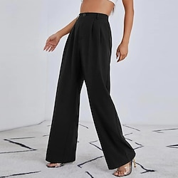 Women’s Culottes Wide Leg Chinos Pants Trousers Black Simple Chino High Waist Pocket Casual Going out Full Length Micro-elastic Chinese Style Breathable S M L XL XXL