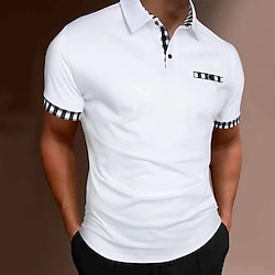 Men’s Polo Shirt Golf Shirt Lapel Casual Holiday Fashion Basic Short Sleeve Classic Plain Regular Fit Summer Black White Dark Navy Grey Polo Shirt