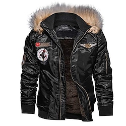 Men’s Winter Jacket Faux Leather Jacket Thermal Warm Rain Waterproof Outdoor Business Winter Black Army Green Dark Blue Jacket
