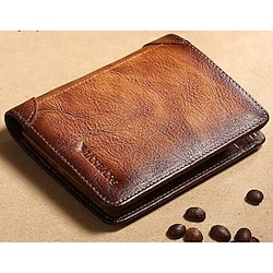 Men’s Wallet Cowhide Wallet Credit Card Holder Wallet Shopping Daily Office  Career Vintage MBQ00877BHZ rubbing yellow-brown MBQ00877BF rubbing brown MBQ00877BLH rubbing blue-gray