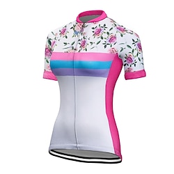 21Grams Women’s Short Sleeve Cycling Jersey Bike Top with 3 Rear Pockets Breathable Quick Dry Moisture Wicking Reflective Strips Mountain Bike MTB Road Bike Cycling Yellow Pink Sky Blue Graphic