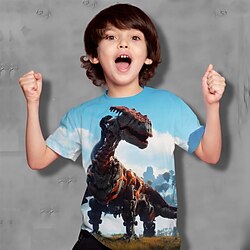 Boys T shirt Short Sleeve T shirt Graphic Animal Dinosaur Active Sports Fashion 3D Print Outdoor Casual Daily Polyester Crewneck Kids 3-12 Years 3D Printed Graphic Regular Fit Shirt