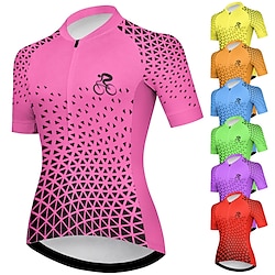 21Grams Women’s Short Sleeve Cycling Jersey Bike Top with 3 Rear Pockets Breathable Quick Dry Moisture Wicking Reflective Strips Mountain Bike MTB Road Bike Cycling Violet Yellow Pink Graphic Sports