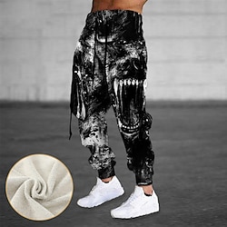 Men’s Sweatpants Joggers Trousers Graphic Prints Drawstring Elastic Waist Ribbon Comfort Breathable Cotton Blend Terry Sports Outdoor Casual Daily Streetwear Designer Black Micro-elastic / Elasticity