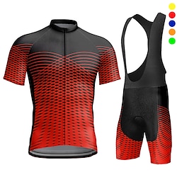 21Grams Men’s Short Sleeve Cycling Jersey with Bib Shorts Mountain Bike MTB Road Bike Cycling Yellow Red Royal Blue Gradient Bike 3D Pad Breathable Quick Dry Moisture Wicking Back Pocket Clothing Suit
