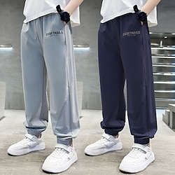 Kids Boys Pants Trousers Letter Pocket Quick Dry Breathable Soft Pants Outdoor Sports Fashion Daily Black Navy Blue Gray Mid Waist