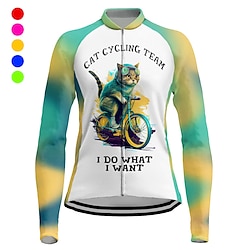 21Grams Women’s Long Sleeve Cycling Jersey Bike Top with 3 Rear Pockets Breathable Quick Dry Moisture Wicking Reflective Strips Mountain Bike MTB Road Bike Cycling Violet Pink Blue Graphic Sports