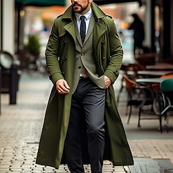 Men’s Winter Coat Overcoat Trench Coat Outdoor Daily Wear Polyester Fall  Winter Outerwear Clothing Apparel Fashion Streetwear Plain Double Breasted Lapel