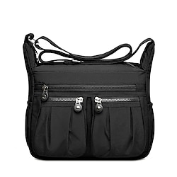 Women’s Crossbody Bag Nylon Daily Large Capacity Zipper Color Block White / Blue Black Light Pink
