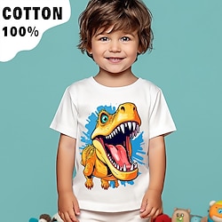 Boys 3D T shirt Tee Graphic Animal Dinosaur Short Sleeve Summer Spring 3D Print 100% Cotton Active Sports Fashion 3-12 Years Kids Outdoor Casual Daily Regular Fit