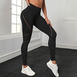 Women’s Yoga Pants Yoga Leggings Tummy Control Butt Lift Cut Out Yoga Fitness Gym Workout High Waist Leggings Bottoms Black Spandex Sports Activewear Skinny High Elasticity