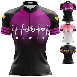 21Grams Women’s Short Sleeve Cycling Jersey Bike Jersey Top with 3 Rear Pockets Breathable Quick Dry Moisture Wicking Reflective Strips Mountain Bike MTB Road Bike Cycling Black Pink Purple Gradient