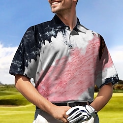 Men’s Breathable Quick Dry Moisture Wicking Polo Shirt Golf Shirt Golf Apparel Golf Clothes Short Sleeve Zipper Regular Fit Summer Color Block Tennis Golf Pickleball