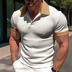 Men’s Polo Shirt Golf Shirt Lapel Casual Sports Fashion Basic Short Sleeve Patchwork Color Block Regular Fit Summer Black White Brown Grey Polo Shirt