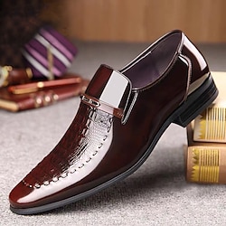 Men’s Loafers  Slip-Ons Plus Size Leather Loafers Business Casual Faux Leather Outdoor Daily Breathable Loafer dark brown Black Spring
