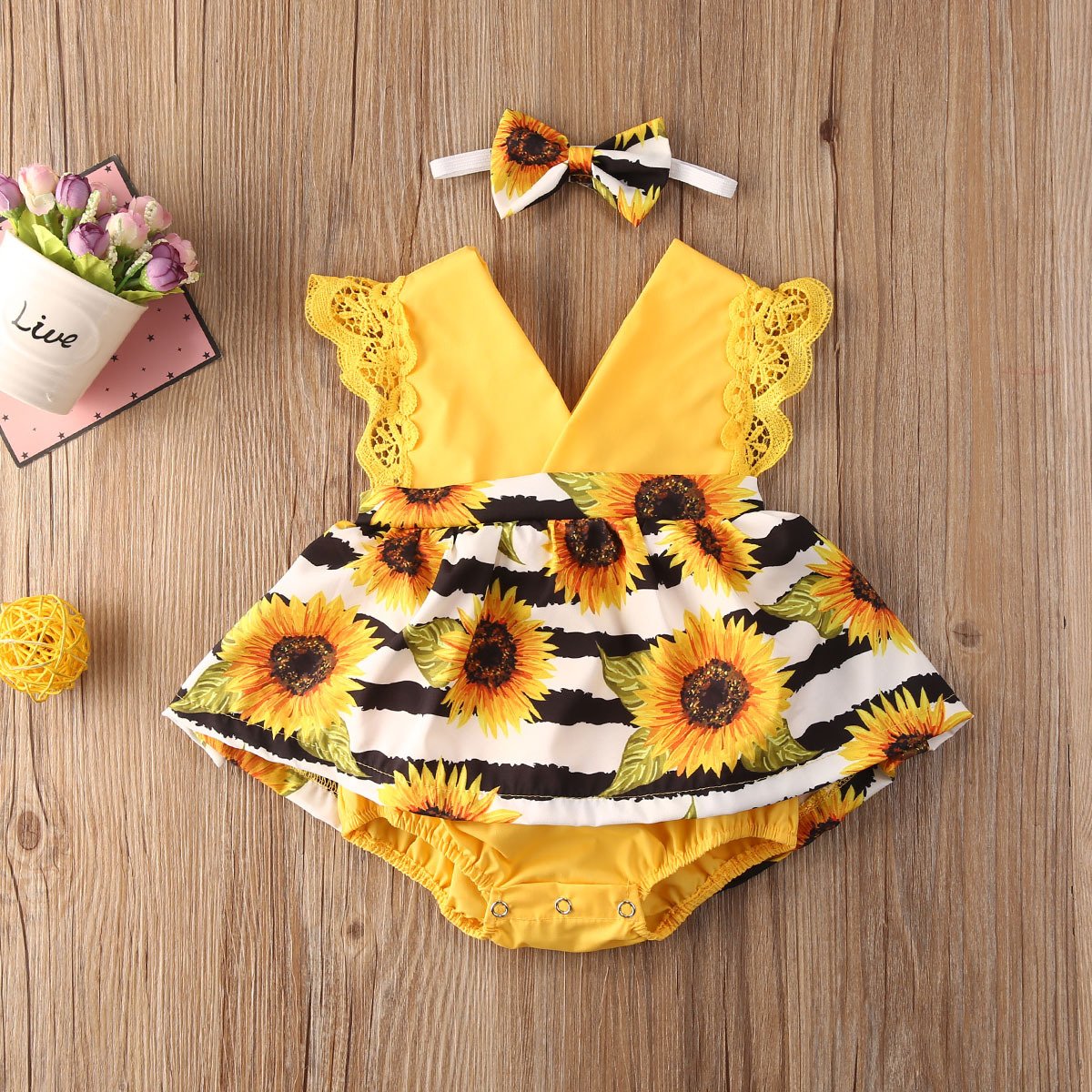 Baby bag fart clothing triangle romper 0-3 years old baby clothing spring and summer girls sun flower one-piece SaraMart UK Shopping
