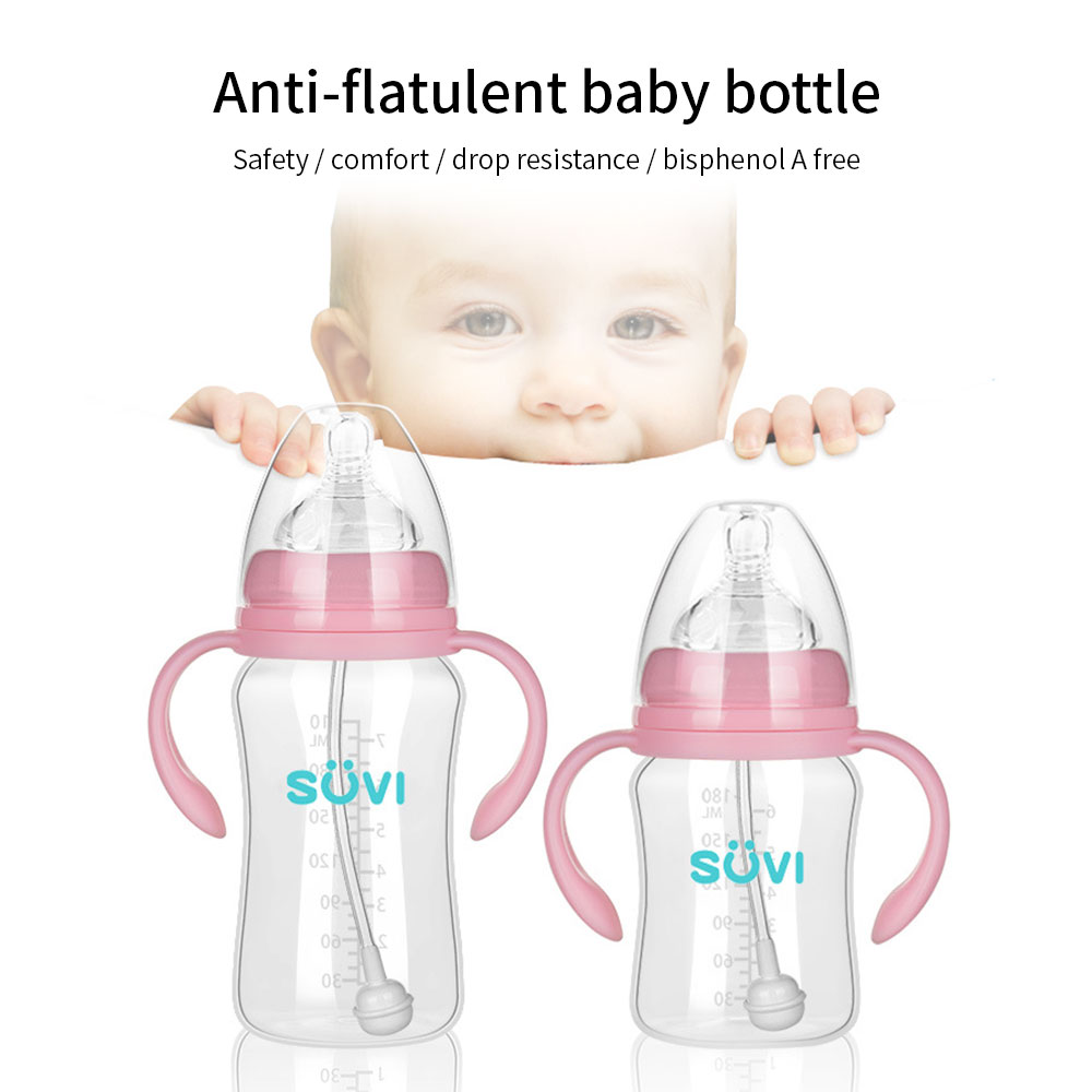 Baby PP wide caliber newborn baby anti-colic bottle with handle SaraMart UK Shopping