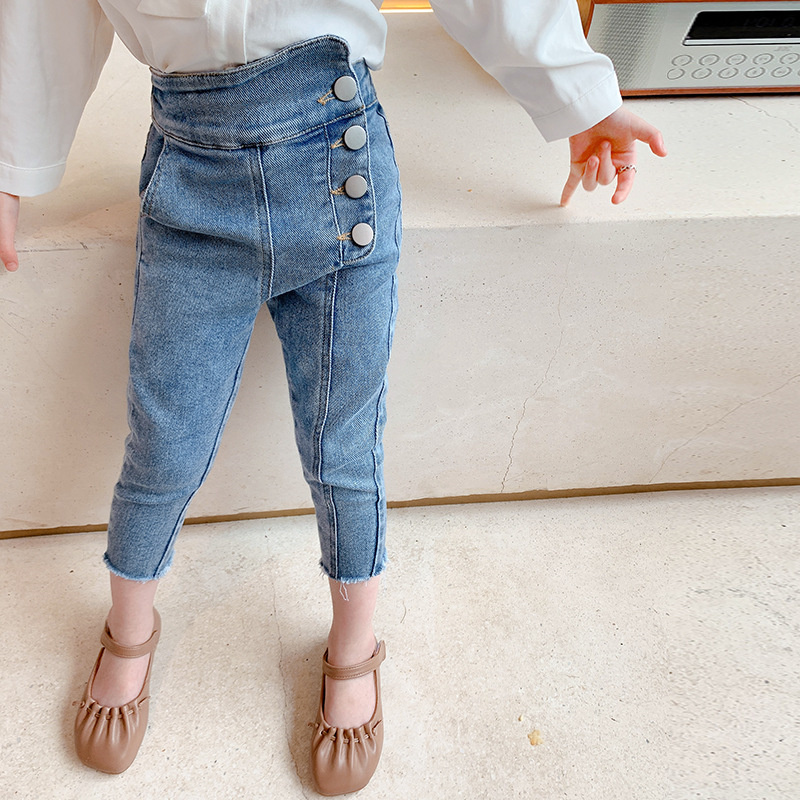 2021 new Korean girl jeans fashion girl baby tight pants spring casual jeans SaraMart UK Shopping