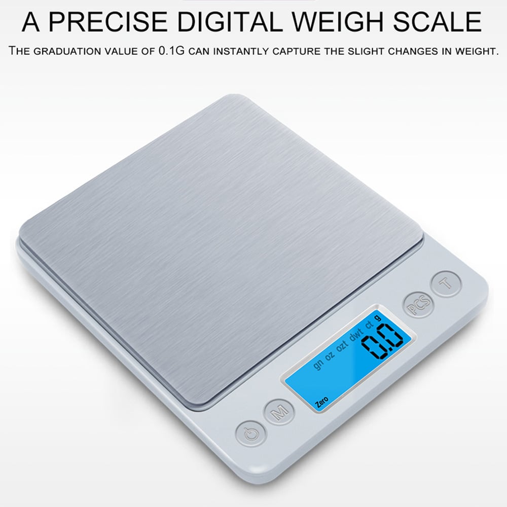 Digital Kitchen Scale Mini Pocket Stainless Steel Precision Jewelry Electronic Balance Weight Gold Grams(3000gx0.1g) SaraMart UK Shopping