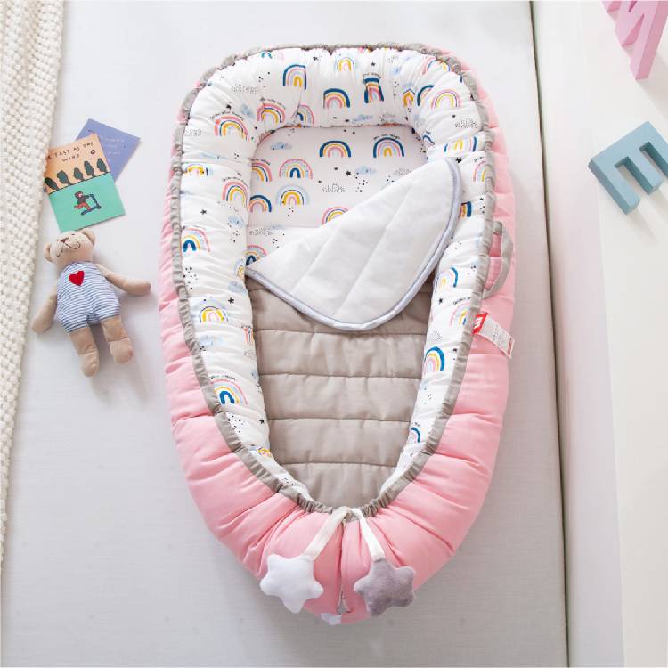 Portable Baby Bed Nest Newborn Crib for Boys Girls Pillow Cushion Infant Cradle Cot Sleeping Bed Pads SaraMart UK Shopping